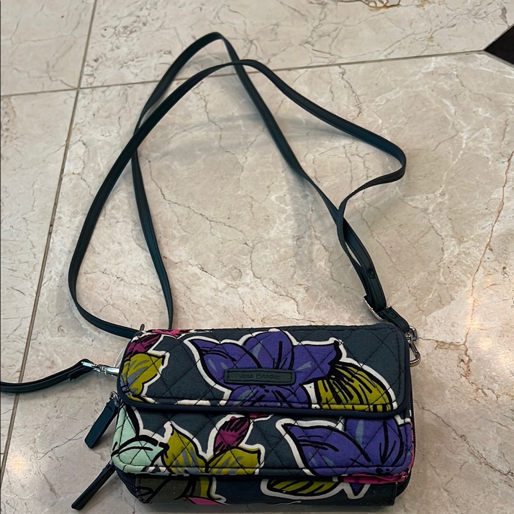Vera Bradley Blue and Purple Floral Crossbody Mini Bag